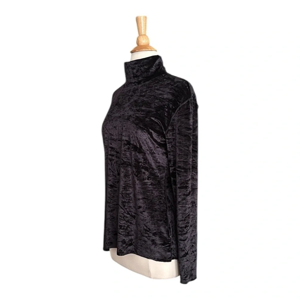 BOGNER Black Crushed Velvet Turtleneck Top Y2K Gothic Après Ski Performance 14 - Picture 7 of 16